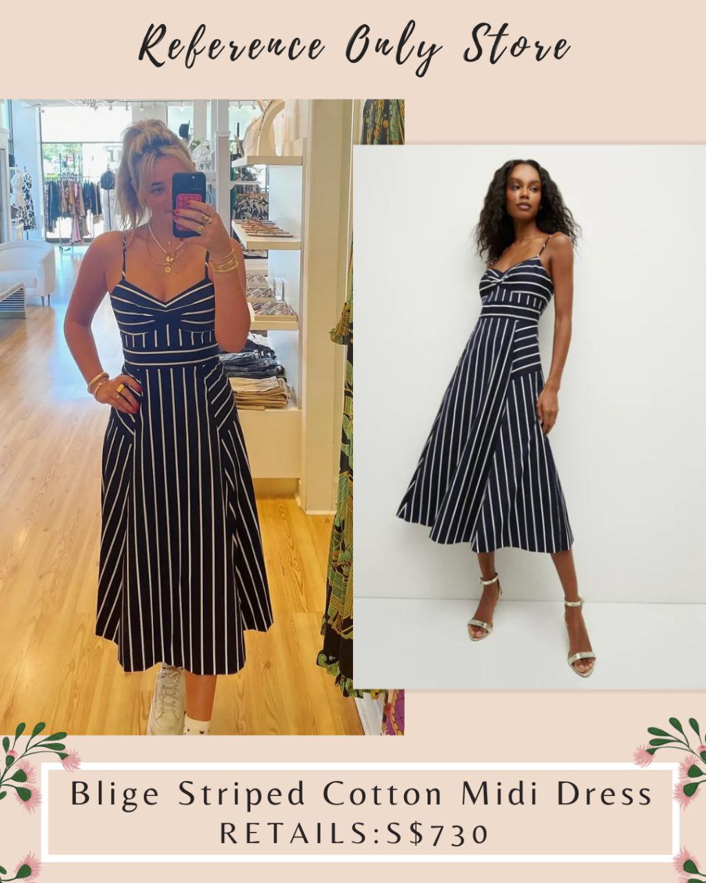 VB Blige Striped Cotton Midi dress