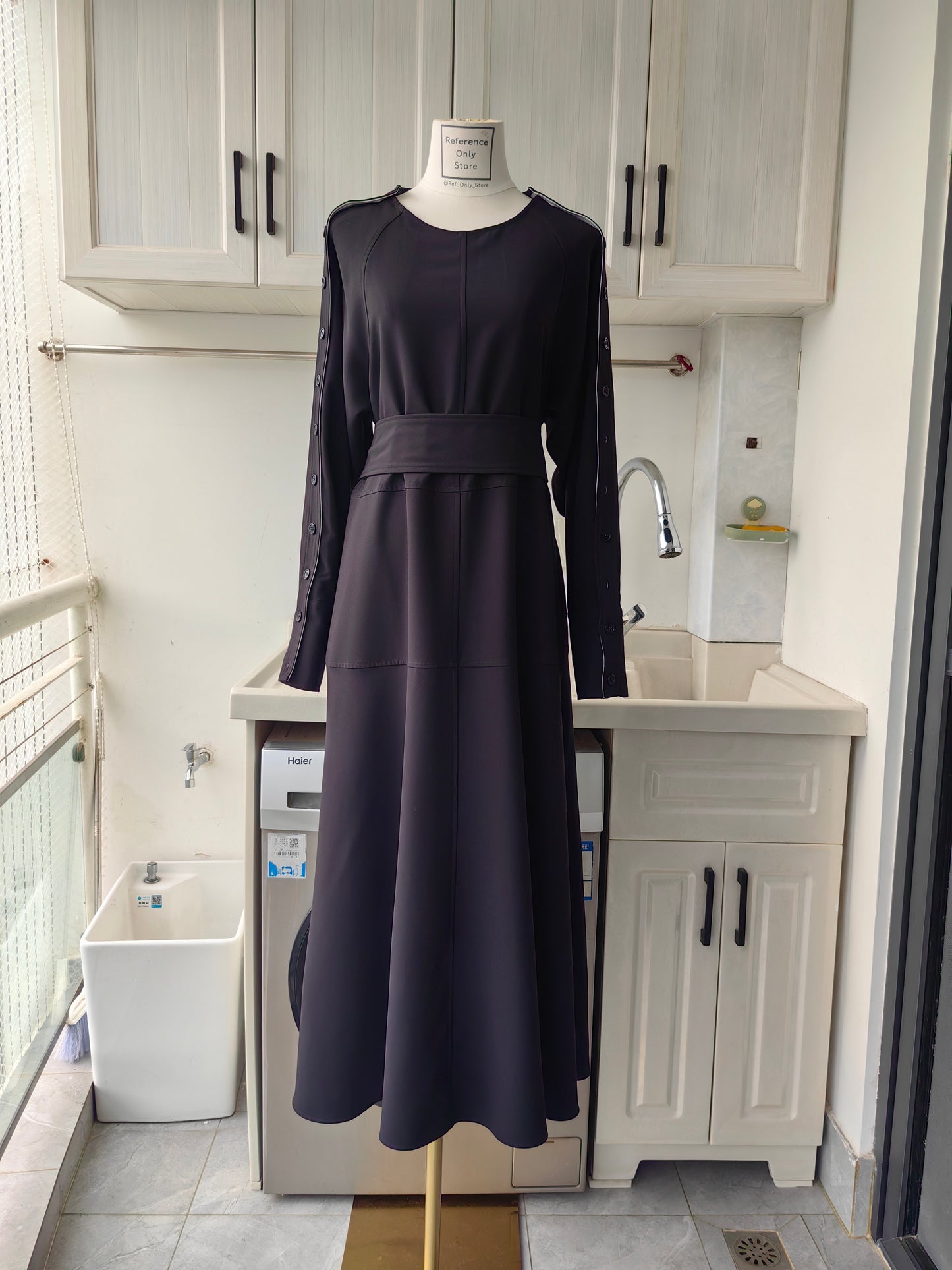 PS Light weight crepe belted midi dress