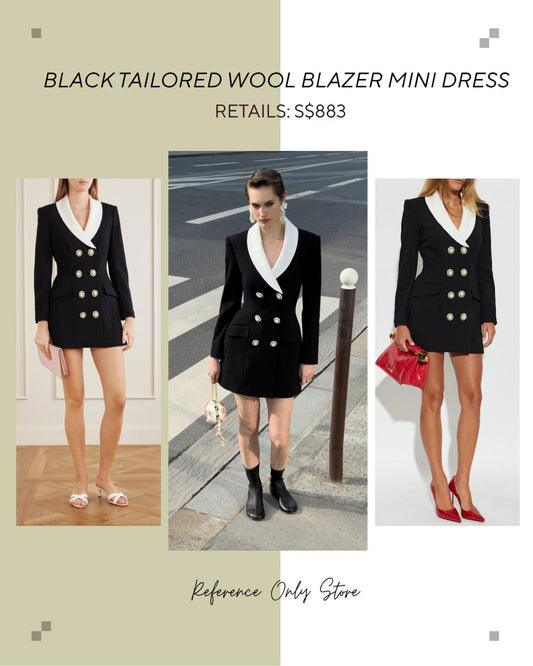 SP Black tailored wool blazer mini dress