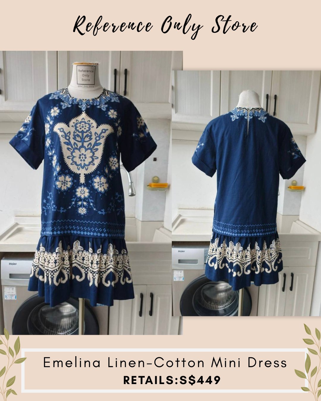SE Emelina linen cotton blend dress with separate inner lining dress