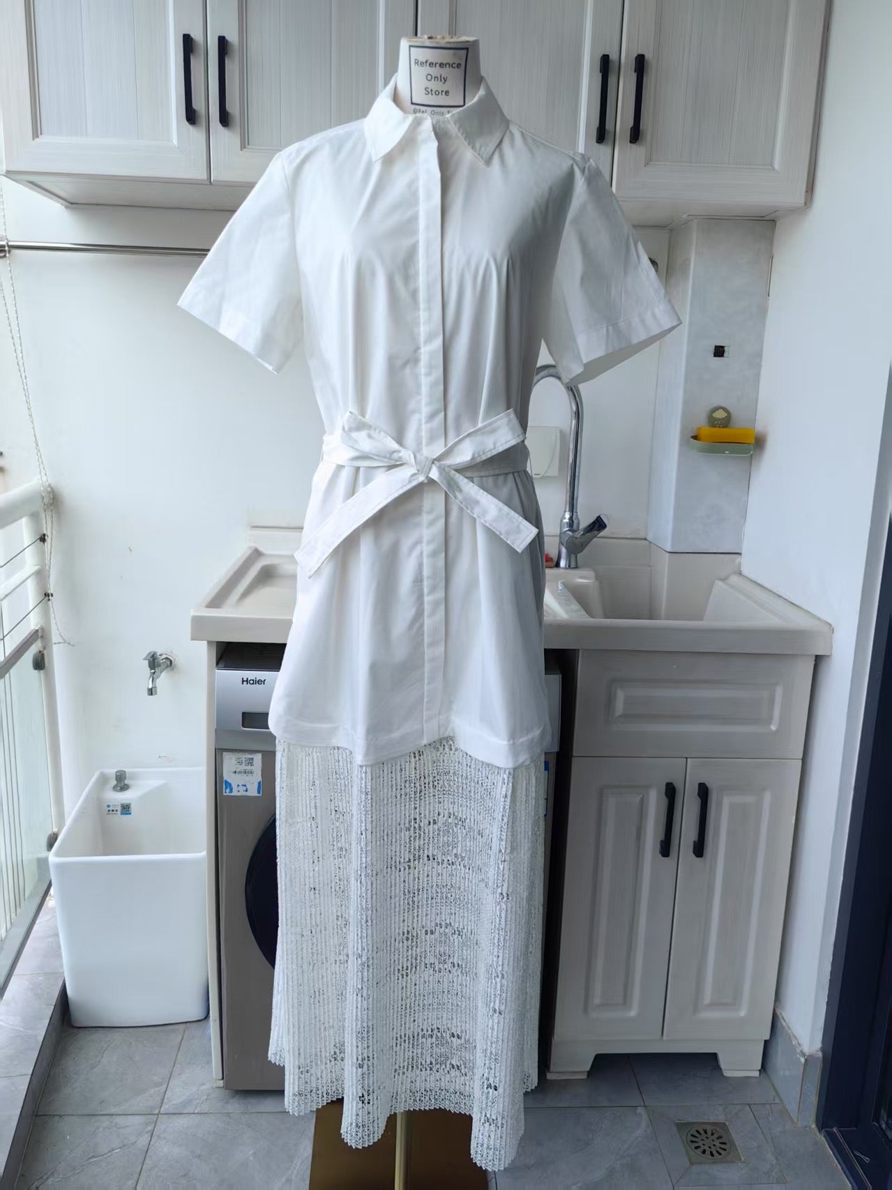 SK Jenner Lace midi shirt dress