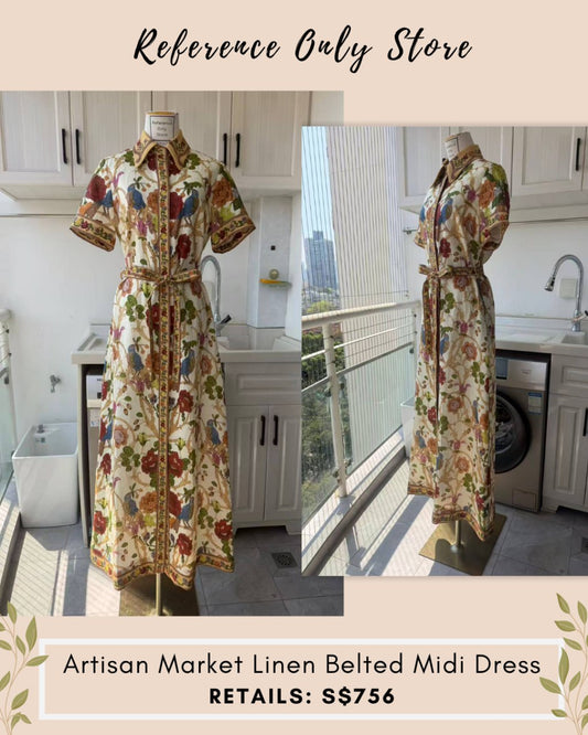 AM Artisan market linen midi dress