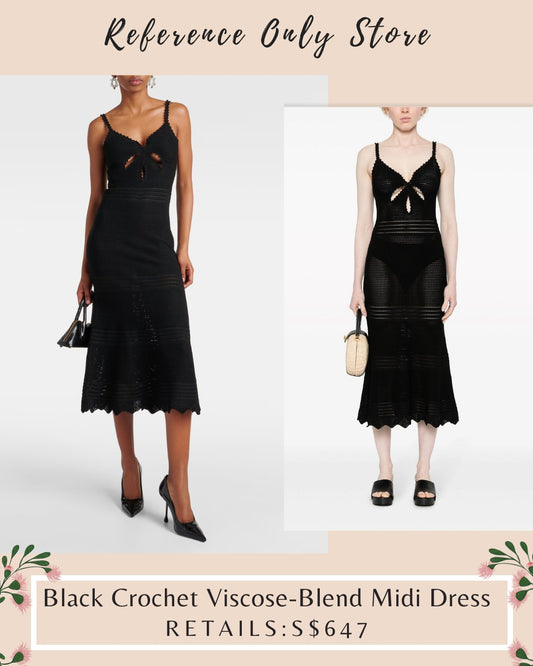 SP Black Crochet Viscose Blend midi dress