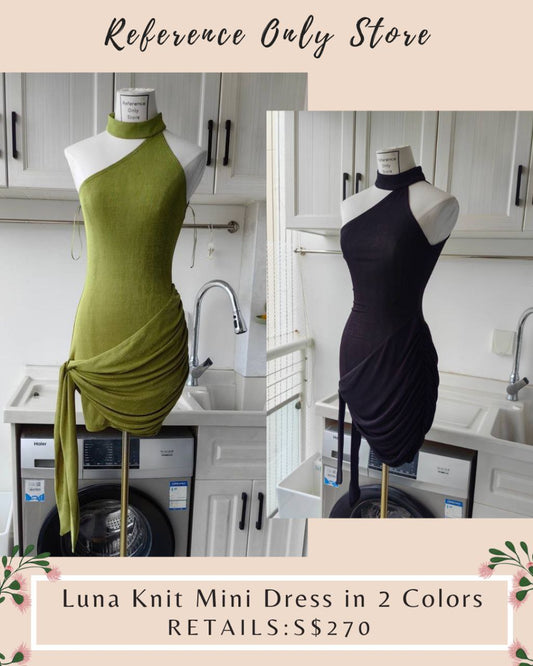 Ref Luna Knit Mini Dress in green and black