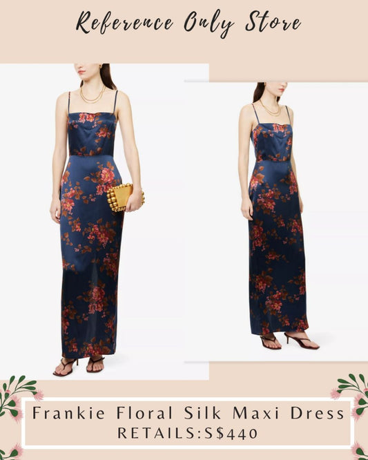 Ref Frankie silk  floral navy blue midi dress