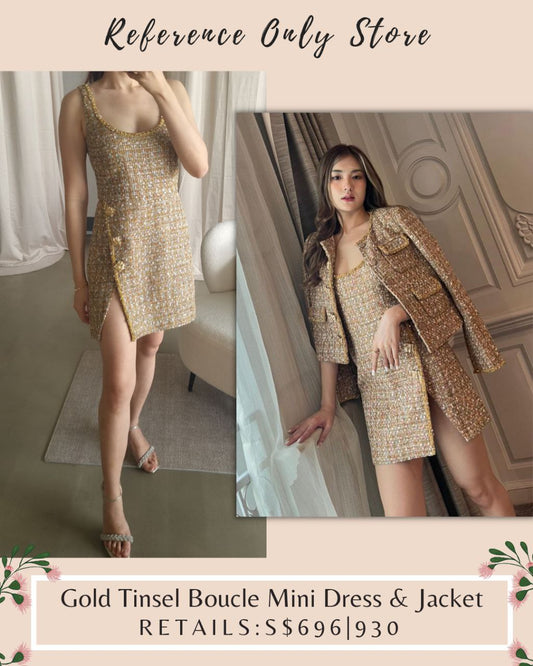 SP Gold Boucle Tinsel Tweed Jacket | Mini Dress