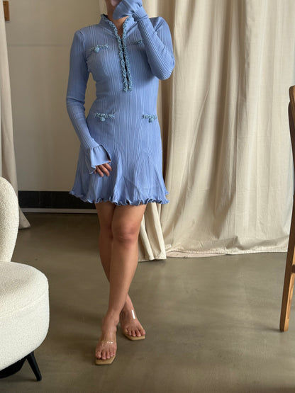 SP Blue Pearl Knit viscose blend mini dress