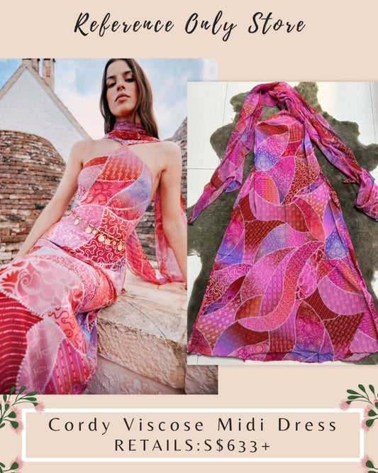 RX Cordy Viscose midi pink dress