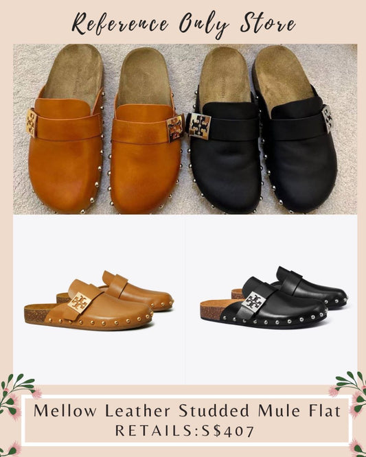 TB Mellow Leather Studded Mule Flat
