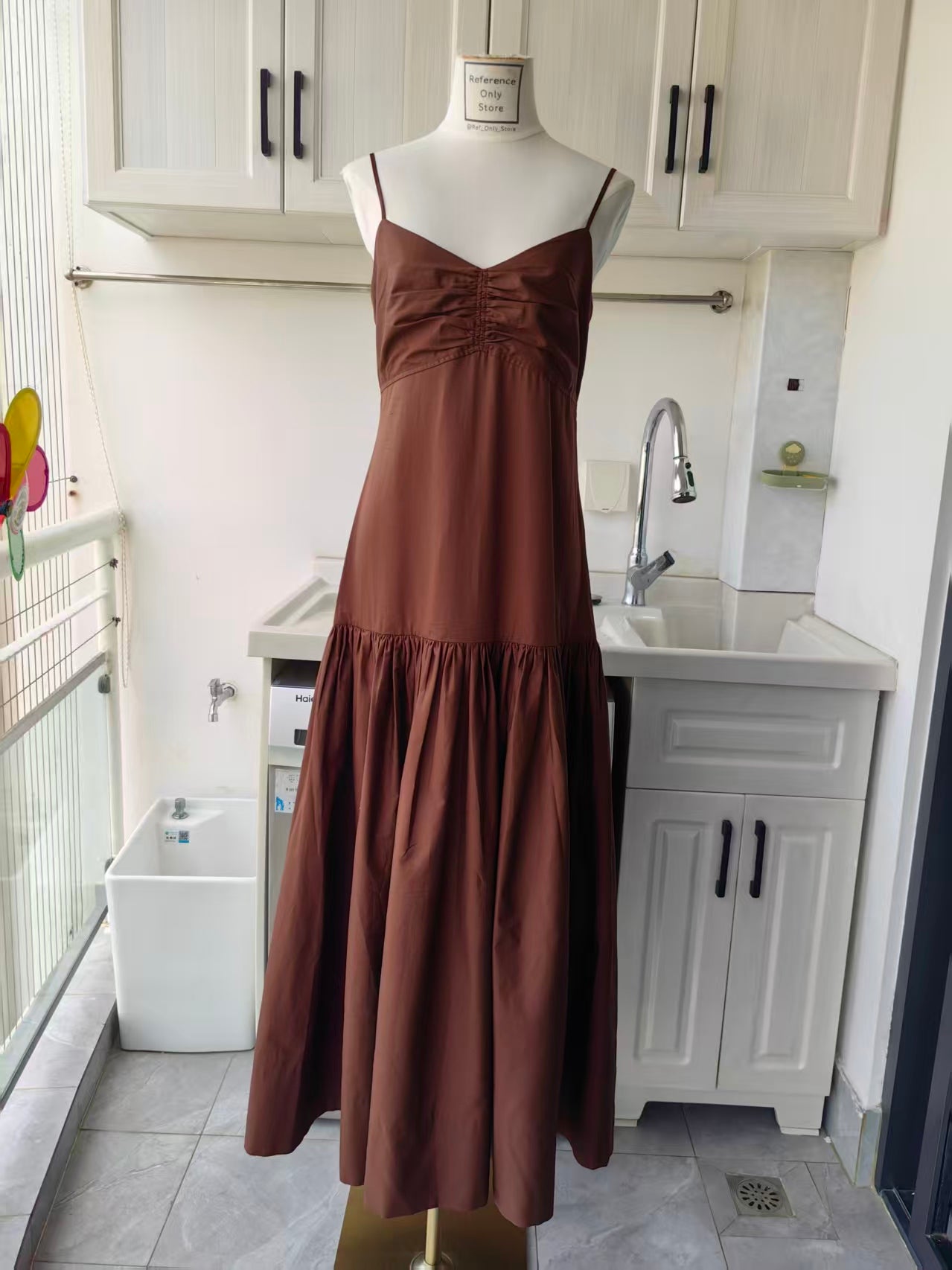 alc Harper cotton maxi dress in chocolate brown