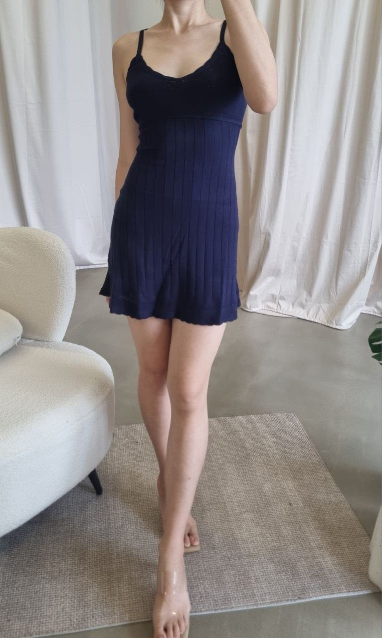 RP Charlotte Knitted Mini Dress in navy