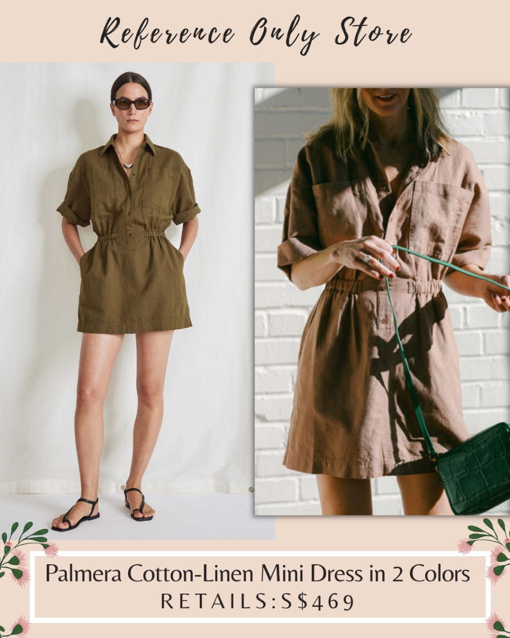 AP Palmera Cotton Linen Mini Dress in 2 colors