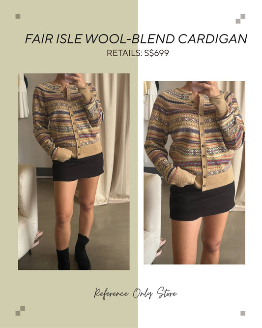 rl fair isle wool blend sweater cardigan