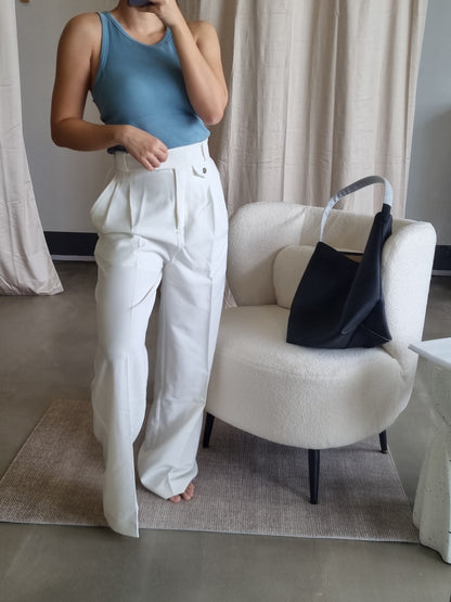 SJ Irena High Waisted Tailored Pant in Cream Ivory