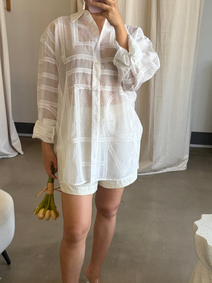 Tot Monogram Crochet cotton silk shirt & pants