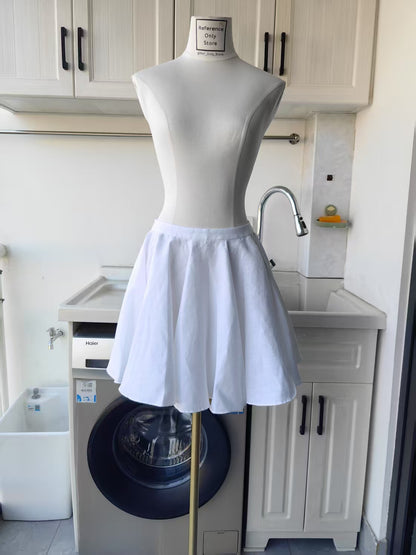 Ref Mini white linen circle skirt