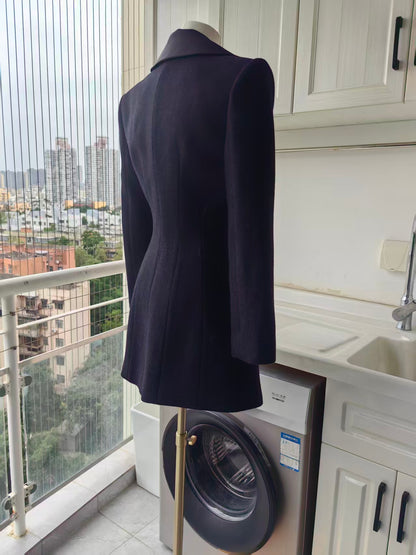 SP Black Wool blend double breasted coat