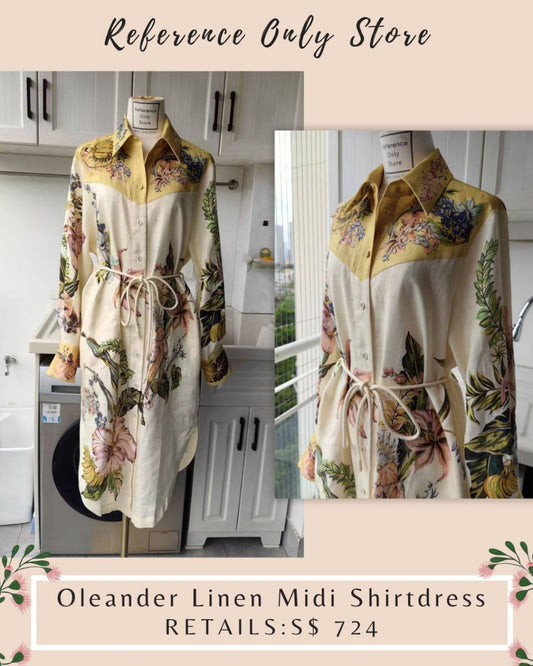AM Oleander linen midi shirt dress