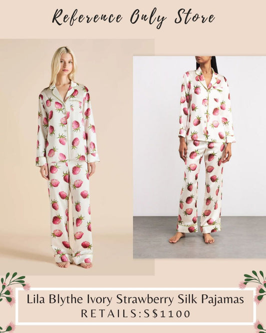 Ovh Lila Blythe ivory strawberry silk pyjamas