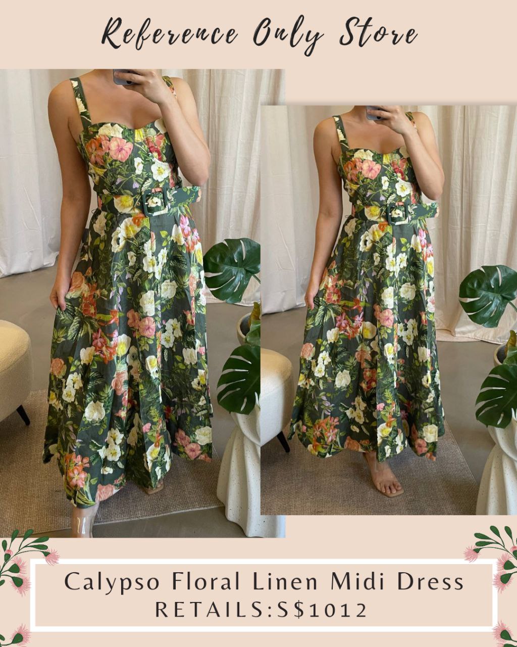 Cc Calypso Floral Linen Midi dress