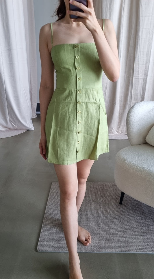 Readystock! Ref Huckleberry Linen Mini Dress in Green
