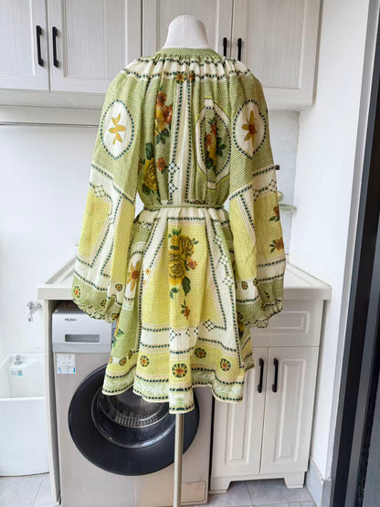 AM wildflower mosaic ramie mini dress