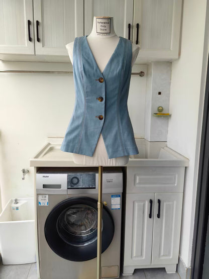 VB denim cotton Avalina vest and Hawthorne pants