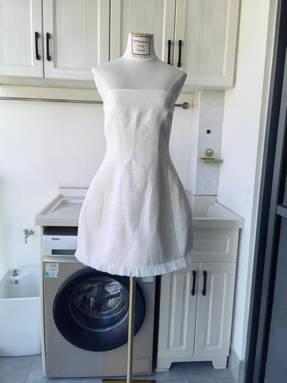 ALX White Cruz cotton blend mini dress
