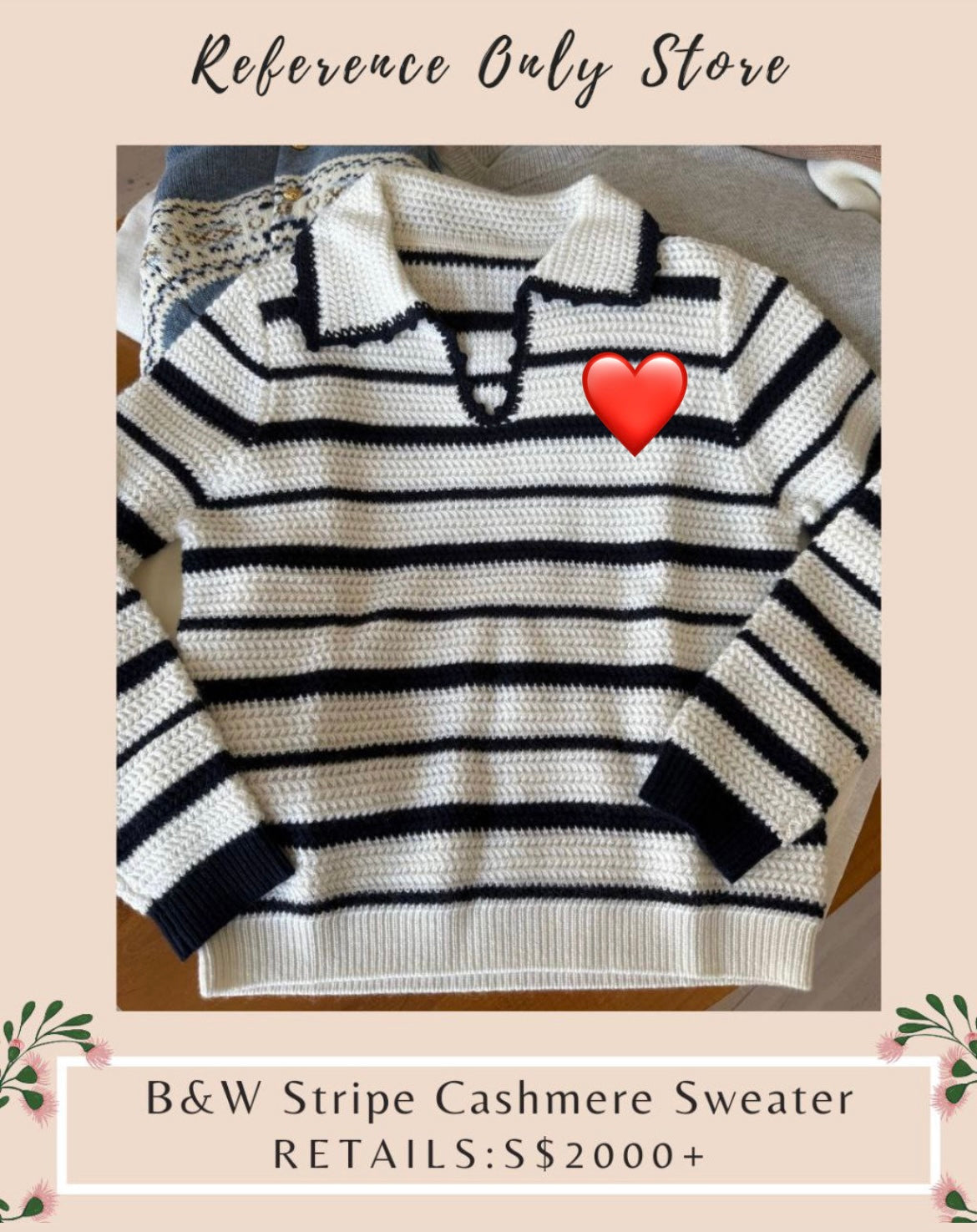 MM B & W Stripe Cashmere Sweater