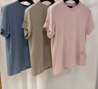 LP Tencel - cashmere T shirt with embroidered details