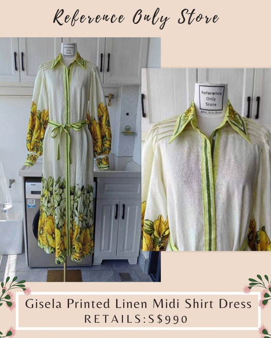 AM Gisela Printed Linen Midi Dress