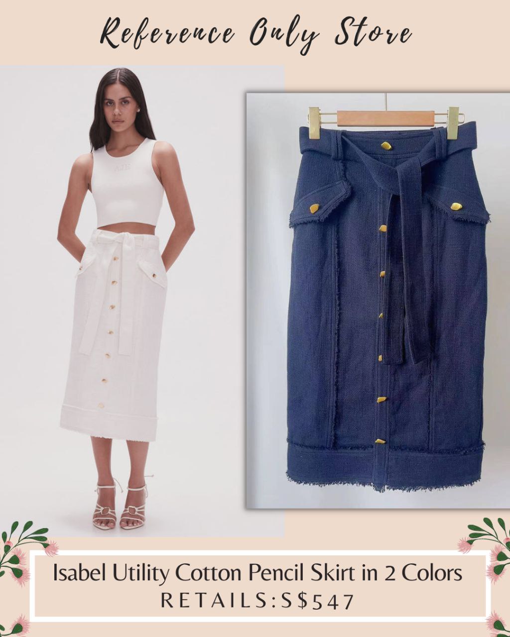 Aj Isabel Utility Cotton pencil skirt