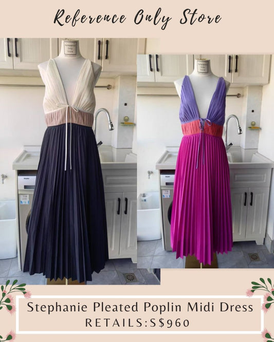 SK Stephanie Pleated Poplin Midi Dress