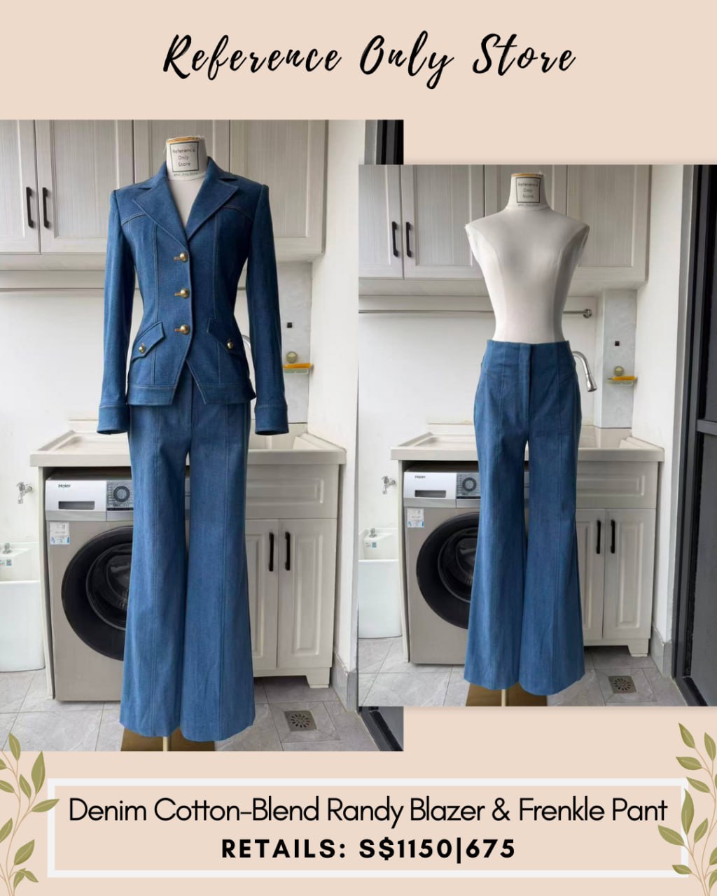 VB denim cotton blend Randy blazer and frenkle pant