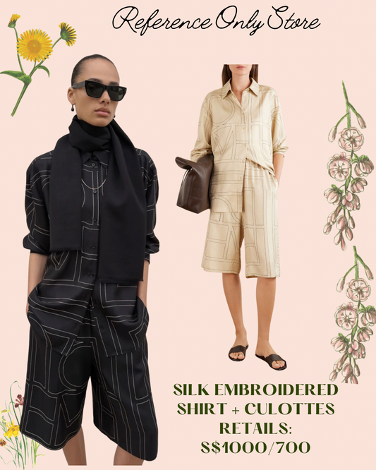 Tot silk Classic embroidered shirt and Culottes shorts in 2 colors