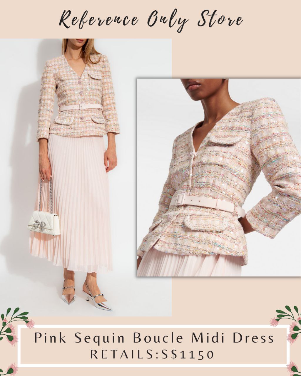SP Pink Sequin Boucle Midi Dress