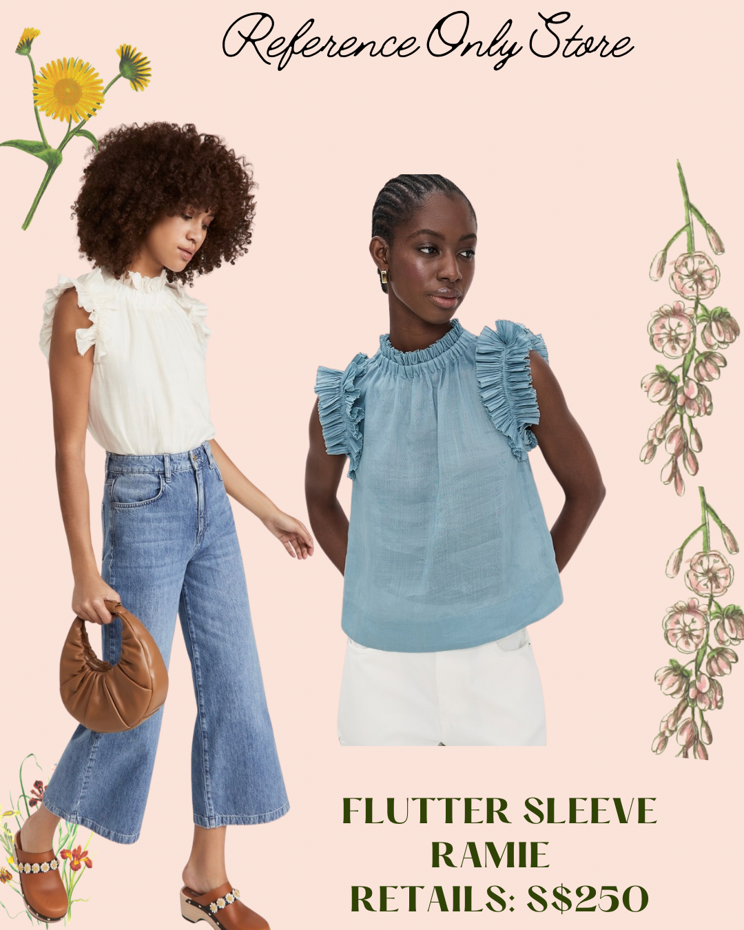 SE Flutter sleeve ramie sleeveless top