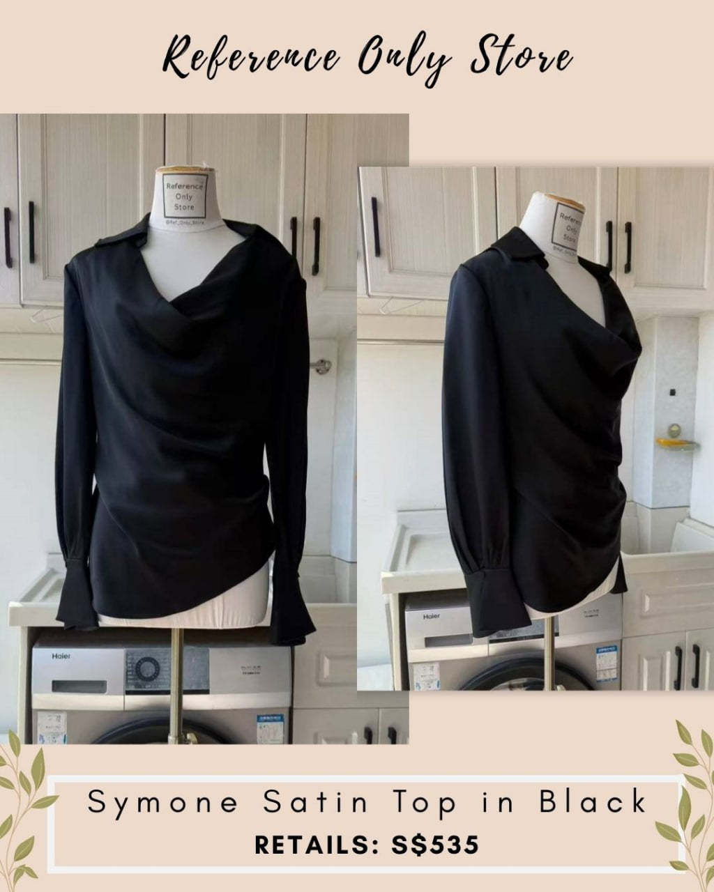 SK Symone satin top in black