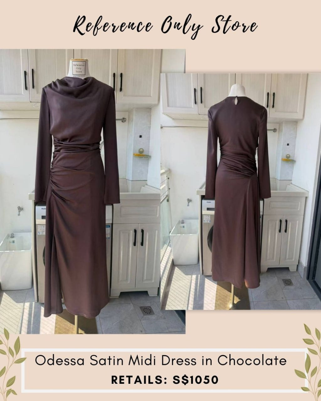 SK Odessa satin dress in chocolate