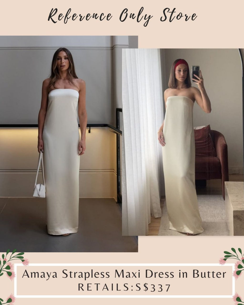 HNN Amaya Strapless maxi dress in butter