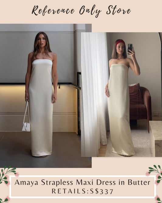HNN Amaya Strapless maxi dress in butter