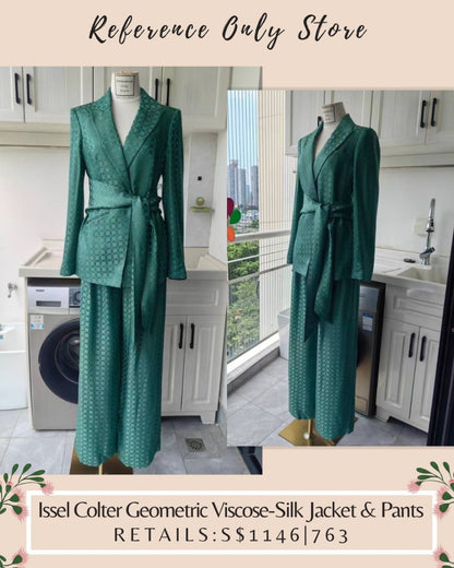 VB Issel Colter Green Geometric Viscose silk blend jacket and pants