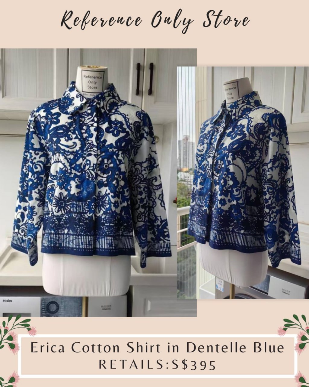 Cc Erica cotton shirt in dentelle blue