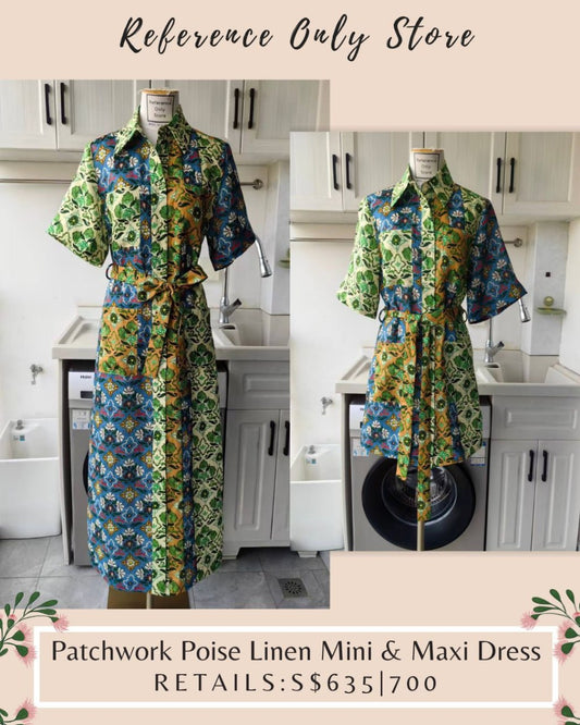AM patchwork poise linen mini and midi dress