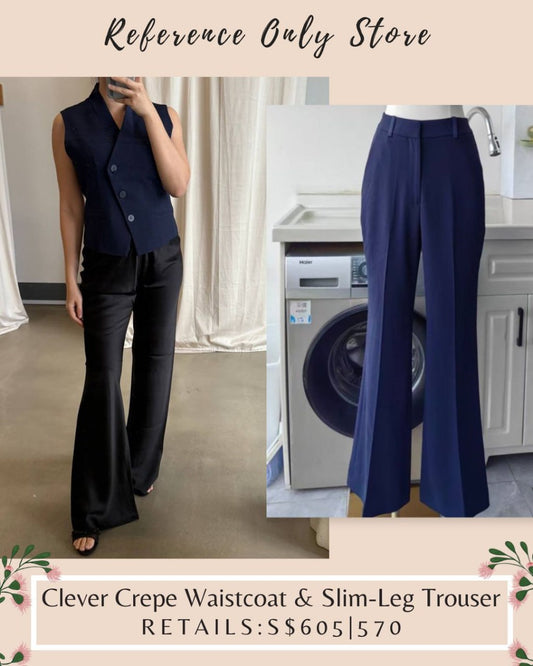 TF Clever Crepe Romney waist coat in navy