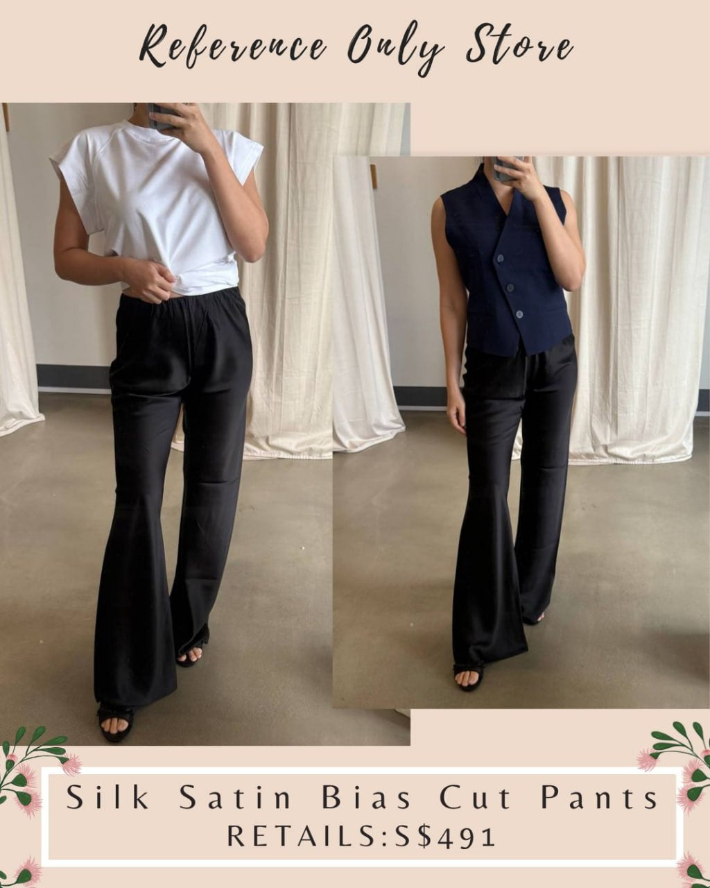 [Preorder] SL Silk satin bias cut pants in black