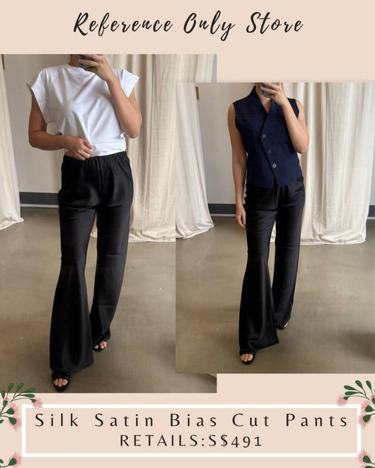 [Preorder] SL Silk satin bias cut pants in black