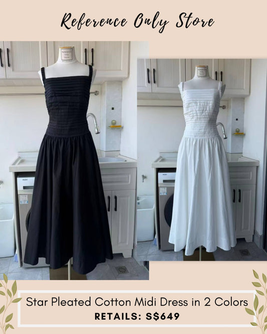 Aj Star pleated cotton midi dress
