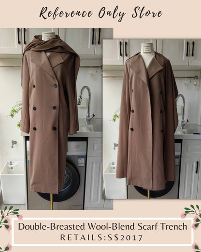 Tot Double Breasted Wool Blend Scarf Trench Coat