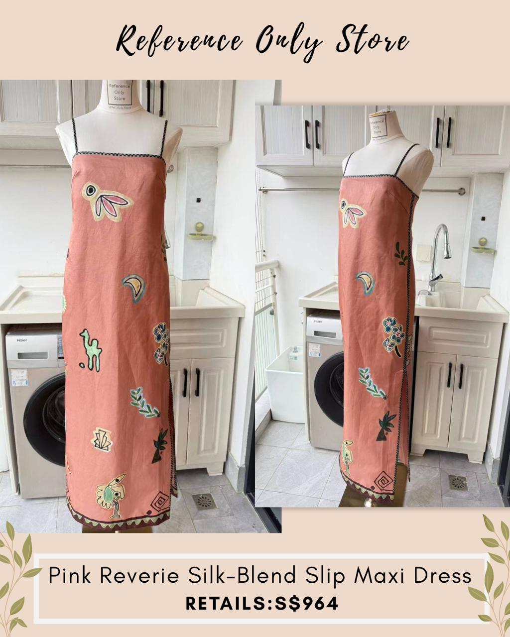 AM reverie pink silk blend midi dress